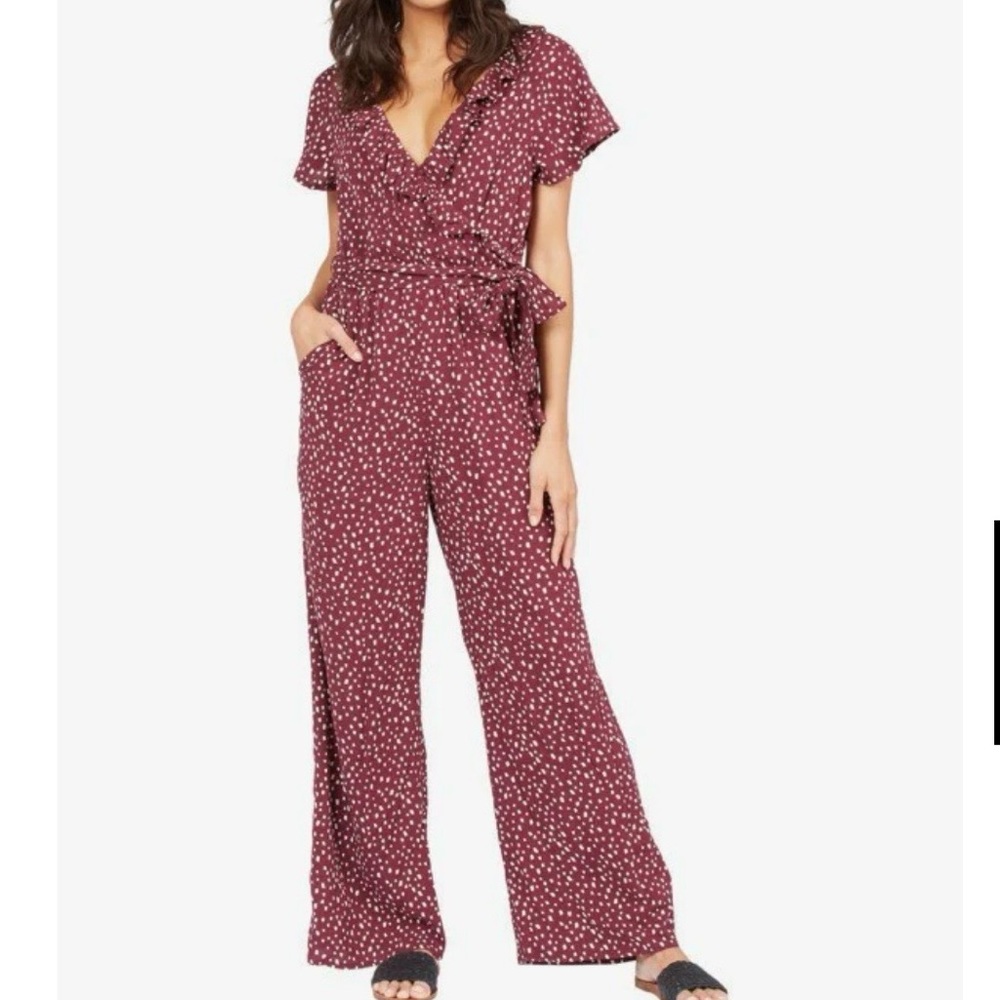 Roxy Maroon Polka Dot Jumpsuit